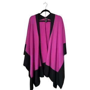 Lauren Ralph Lauren Sweater XL Purple Black Colorblock Knit Poncho Cape Shawl